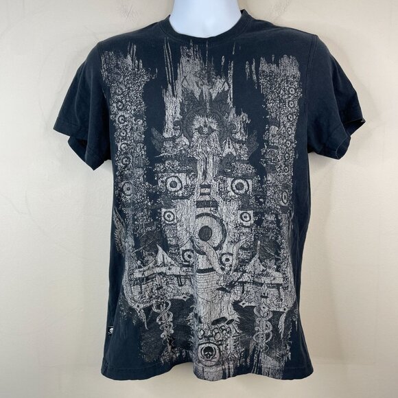Marc Ecko VTG Indie Skeleton Band Shirt S Distressed Skater Skull Grunge Punk - Picture 1 of 14